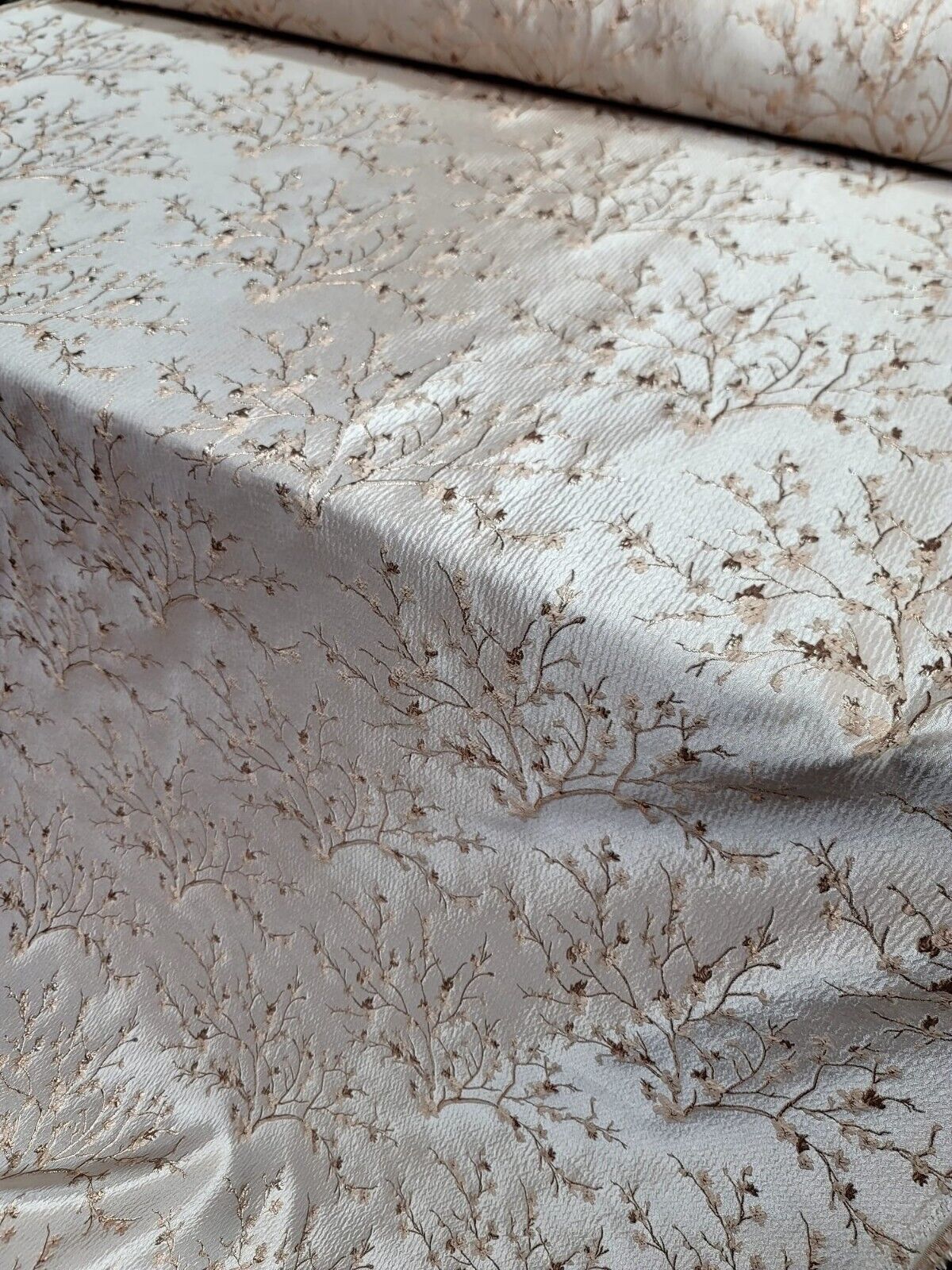 Rose Gold Brocade Jacquard Fabric Sold By The Yard Metallic Small Floral Fashion