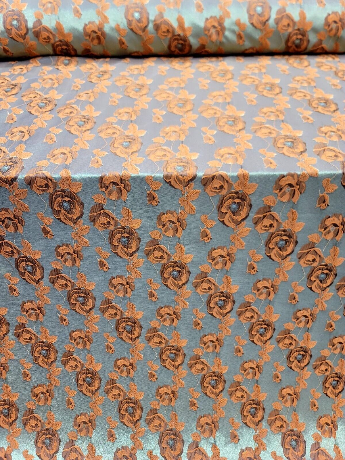 ORANGE GOLD Floral Brocade Fabric (60 in.) Sold By The Yard