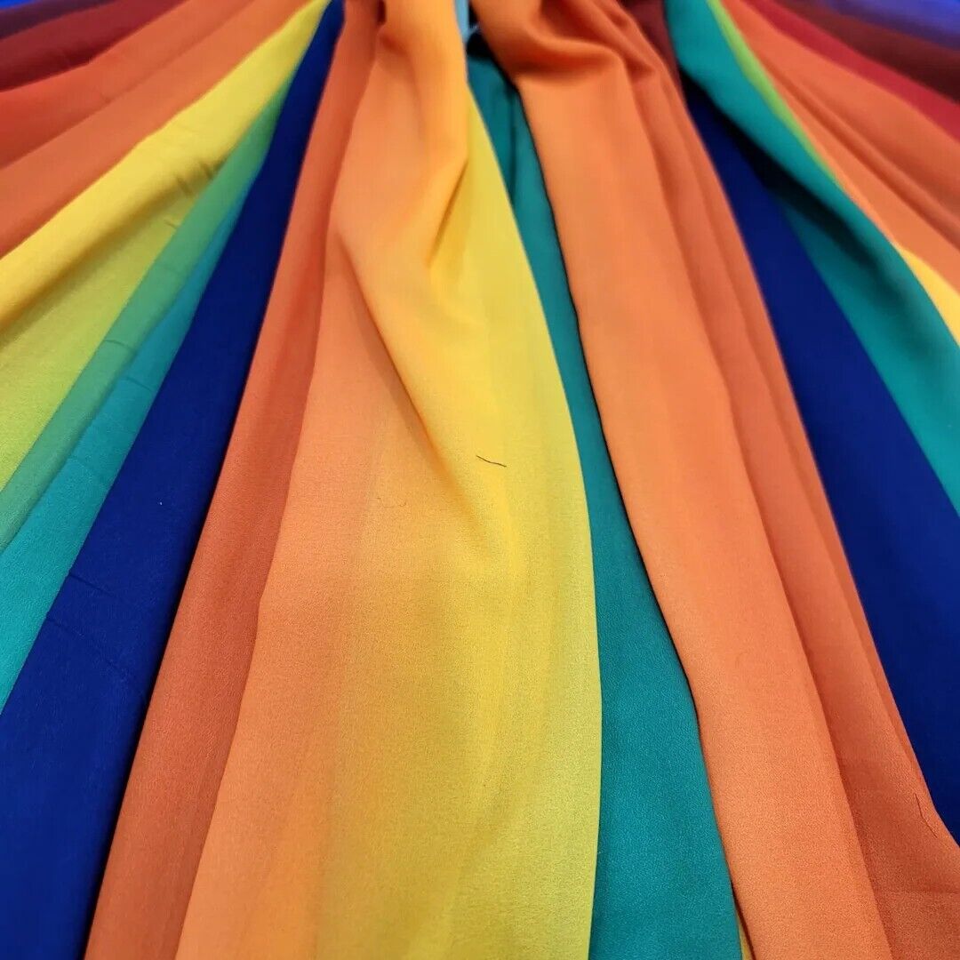 Multicolor Chiffon Rainbow Sheer Fabric - 60" Width - Sold by the Yard - For Dress Draping