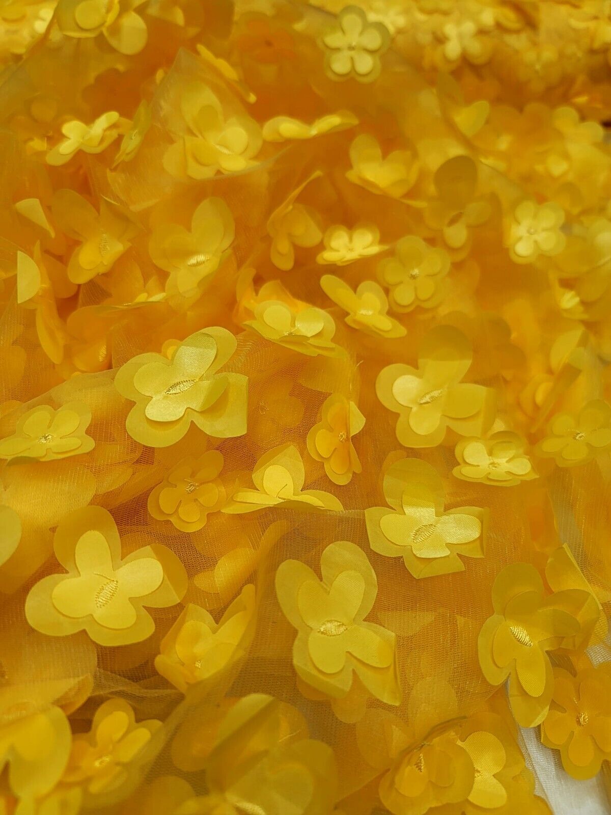3D Flower Lace Yellow Flower Fabrics By Yard 3d Butterflies Prom Quinceañera