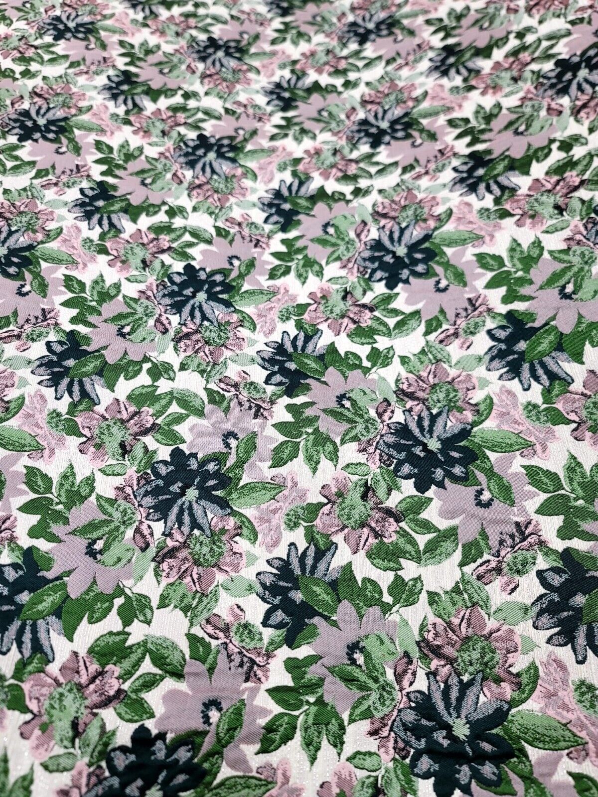 Mauve Green Floral Bridge Chenille Brocade Fabric - 60" Width - Sold by the Yard for Upholstery