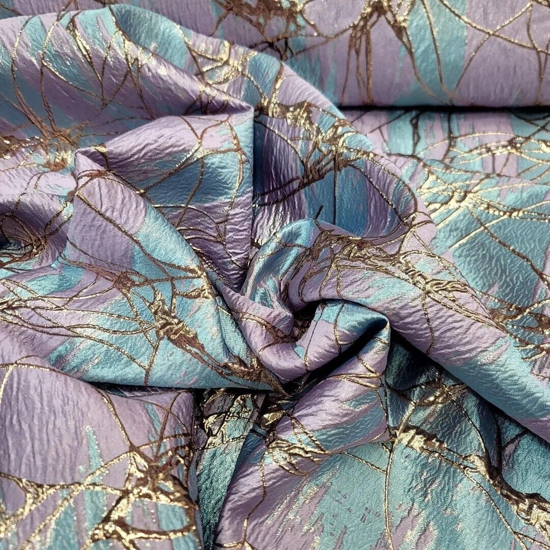 Lavender Blue Brocade Fabric - Sold By The Yard - Rose Gold Metallic - For Dress (60” Width)