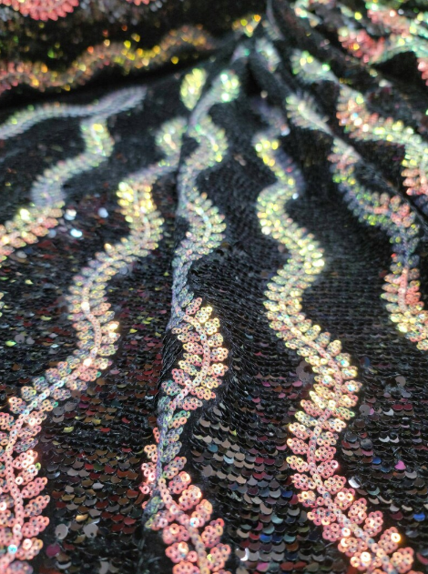 Black Sequin On Velvet Stretch Fabric Sold By The Yard Iridescent Sequin Fabric Clothing Fashion Gown