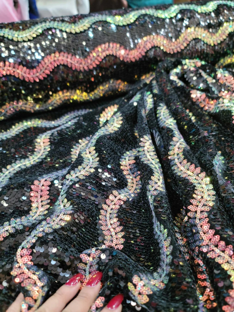 Black Sequin On Velvet Stretch Fabric Sold By The Yard Iridescent Sequin Fabric Clothing Fashion Gown