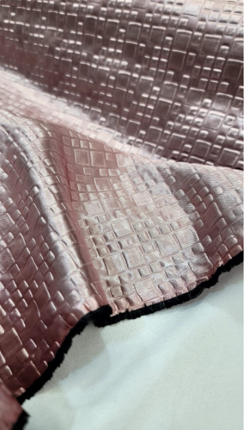 Dusty Rose Metallic Brocade Jacquard Fabric - Textured Square Figure - Sold by the Yard