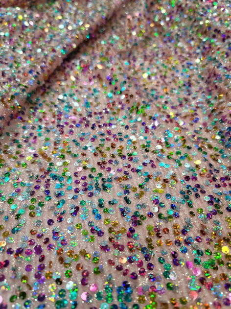 Vibrant Multicolor Sequin Coral Fabric - Sparkle and Shine