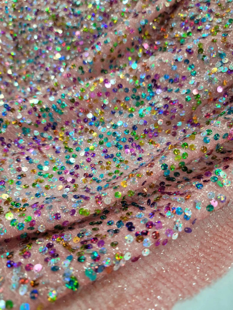 Vibrant Multicolor Sequin Coral Fabric - Sparkle and Shine