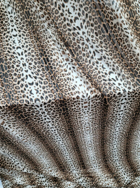Cheetah Textured Gold Mylar Chiffon Fabric Soft Flowy Luxury by the Yard.