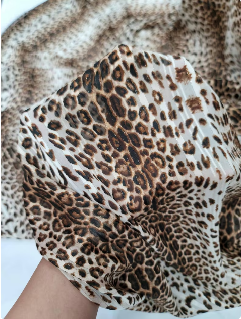 Cheetah Textured Gold Mylar Chiffon Fabric Soft Flowy Luxury by the Yard.