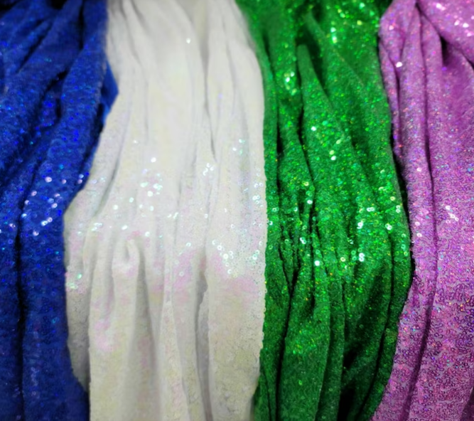 Iridescent Hologram Glitz Sequin Fabric - 3mm, Sold by the Yard