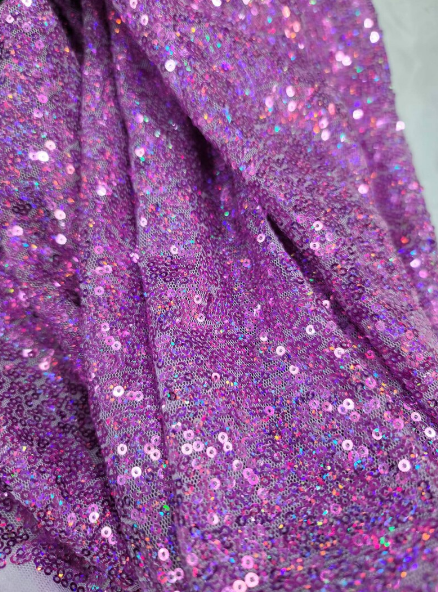 Iridescent Hologram Glitz Sequin Fabric - 3mm, Sold by the Yard