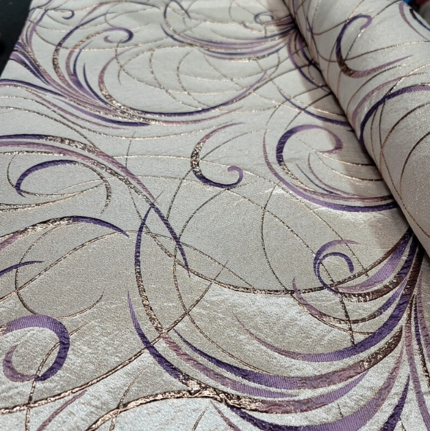 Lavender & Gold Brocade Jacquard Fashion Fabric - Sold by Yard - Gown, Quinceañera, Bridal Dress