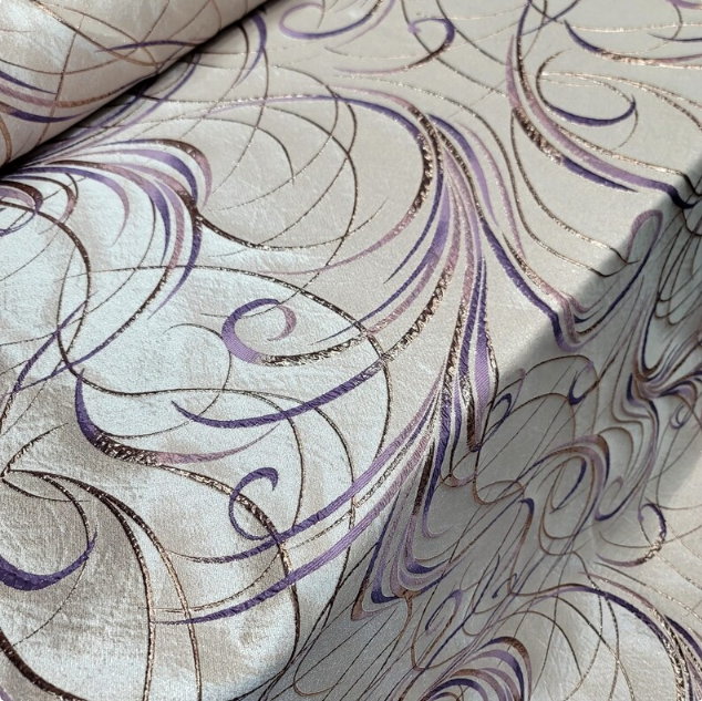Lavender & Gold Brocade Jacquard Fashion Fabric - Sold by Yard - Gown, Quinceañera, Bridal Dress