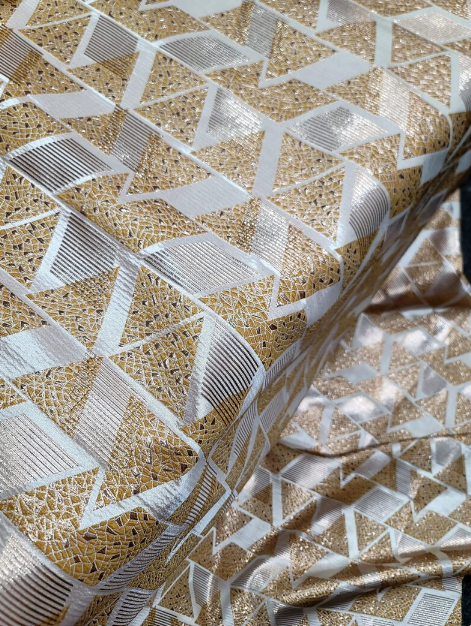 Triangle Brocade Fabric by the Yard - 57" Width - Geometric Patterns - Ideal for Dresses in Various Colors