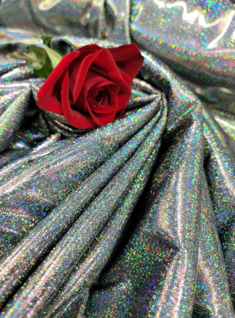 Black Glitter Sparkly Iridedcent Fabric By The Yard Fashion New Fabric Glossy Clothing Elegant Luxury Hologram Glitz