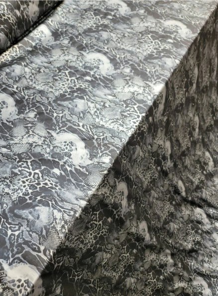 Black Snake Stretch Black and Silver Stretch Spandex Fabric Sold by the Yard Gow Draping Clothing Decoration Animal Print