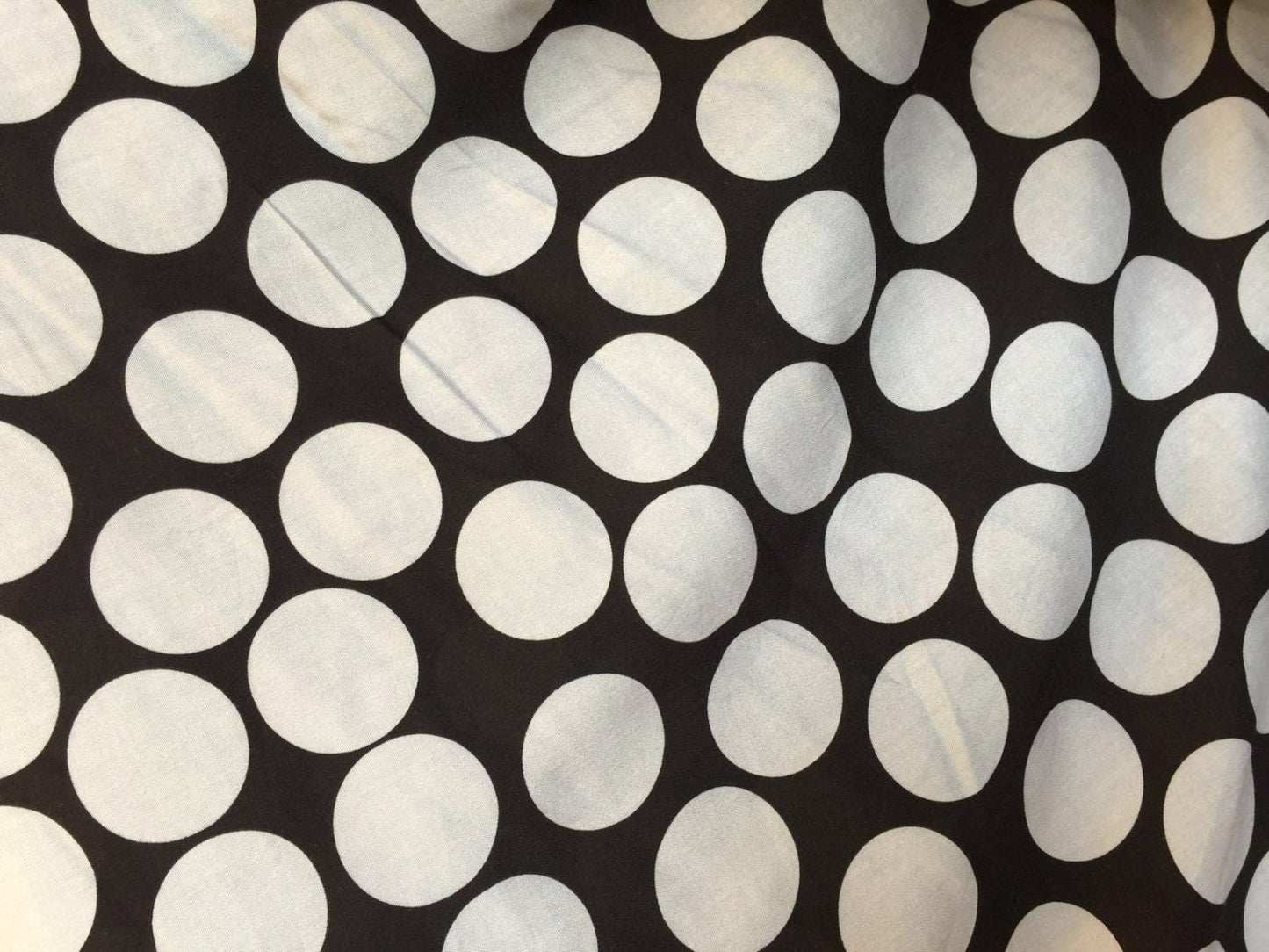 Rayon Challis Large Ligth Gray Polka Dots Black Background 58 Inches Wide Fabric Sold by the Yard Soft Flowy Organic Kids Dress Fabric