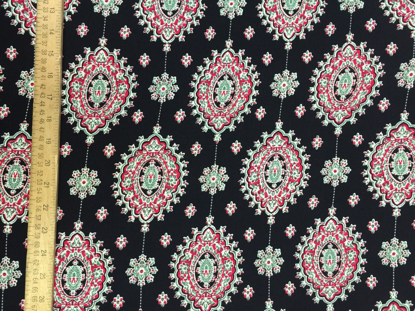 Rayon challis two border 58 inches wide fabric Black and fuchsia design sold by the yard soft organic kids dress draping clothing decoration