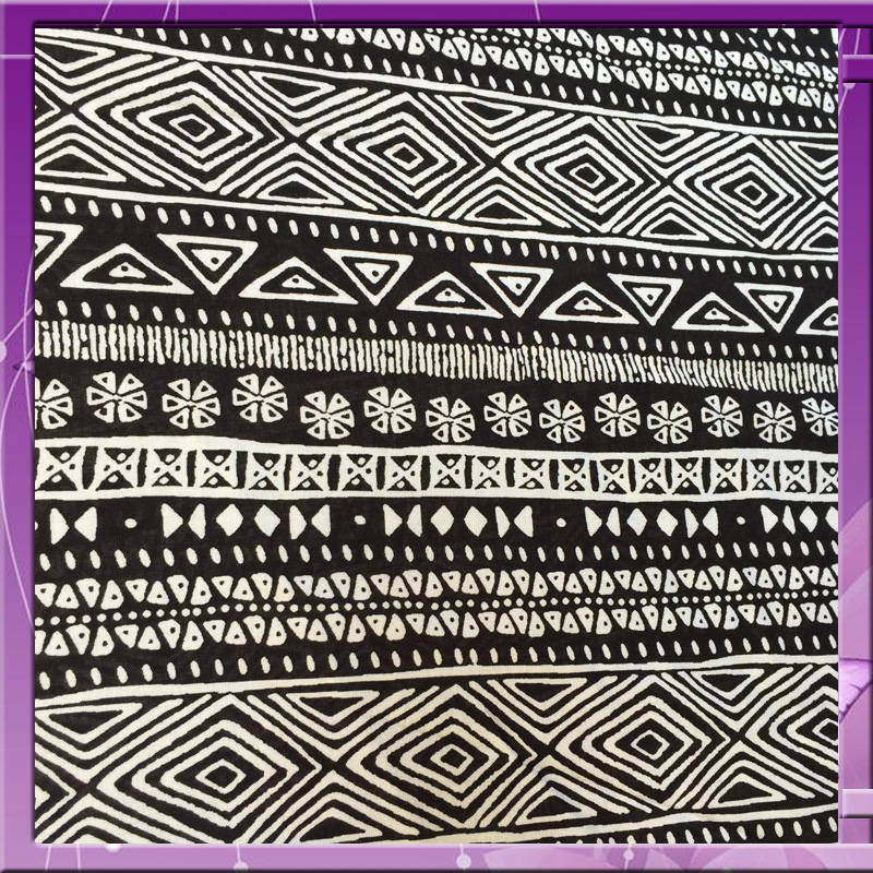 100% Rayon crepe Aboriginal inspired print off white N black fabric sold by the yard soft organic kids dress draping clothing decoration