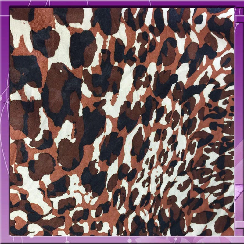 100% Rayon Challis Camouflage Dark N Light Brown off White Background 58 Inches Wide Fabric Sold Y the Yard