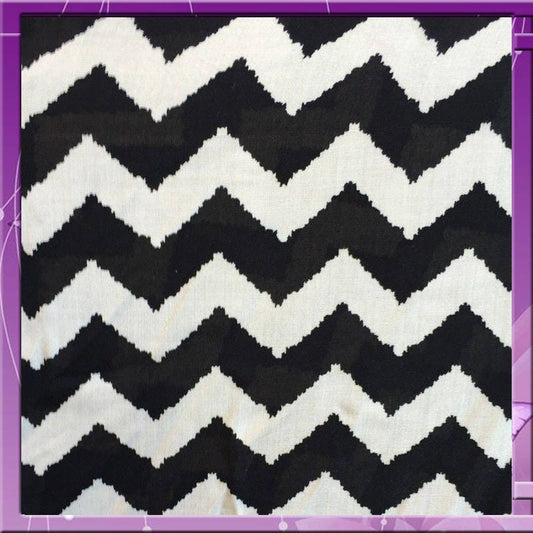 100% Rayon Chally Chevron off White and Black Fabric by the Yard 58 Inches Wide Sold by the Yard