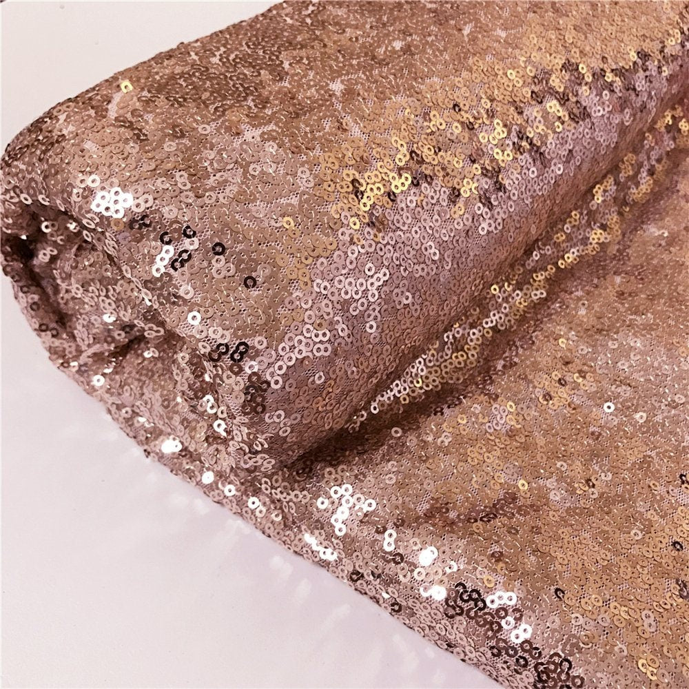 Rose Gold Sequin Fabric, by The Yard, Sequin Fabric, Tablecloth, Linen, Sequin Tablecloth, Runner glitz shining sequin sold by the yard