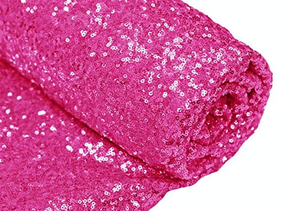 Fuchsia-Sequin Fabric-by The Yard, Sequin Fabric, Linens, Tablecloth, Table Runner, Table Overlay, Sequin
