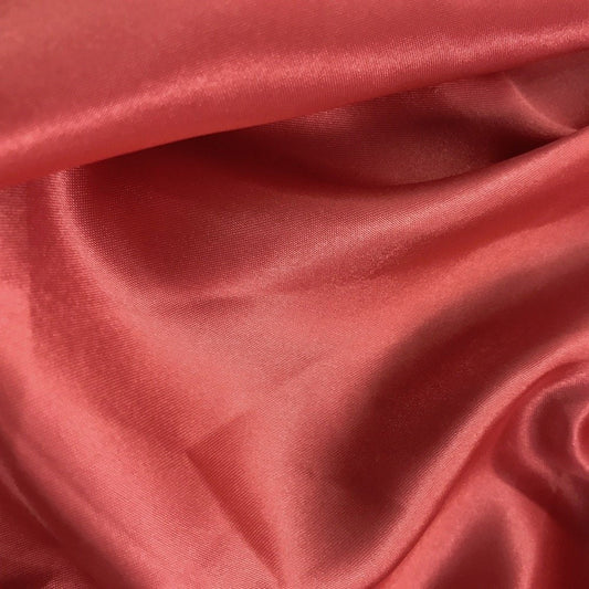 Coral 1-Way Stretch Charmeuse Bridal Satin Fabric - Ideal for Weddings, Apparel, Crafts, Decor, and Costumes - 1 Yard