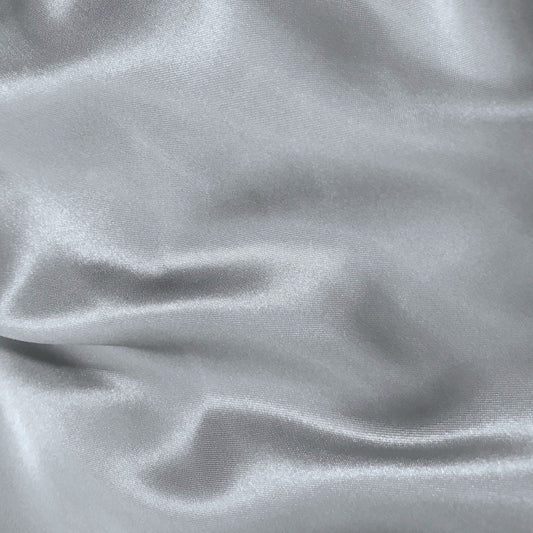 Silver Silk Satin 1 Way Stretch Soft Flowy Charmeuse Bridal Satin Fabric for Wedding, Apparel, Crafts, Decor, Costumes (Silver, 1 Yard)