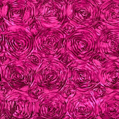 Fuschia Rosette Satin Fabric – Sold By The Yard Fashion Floral Flowers 3d Satin Rosette Dress Decoration Draping Table Cloths