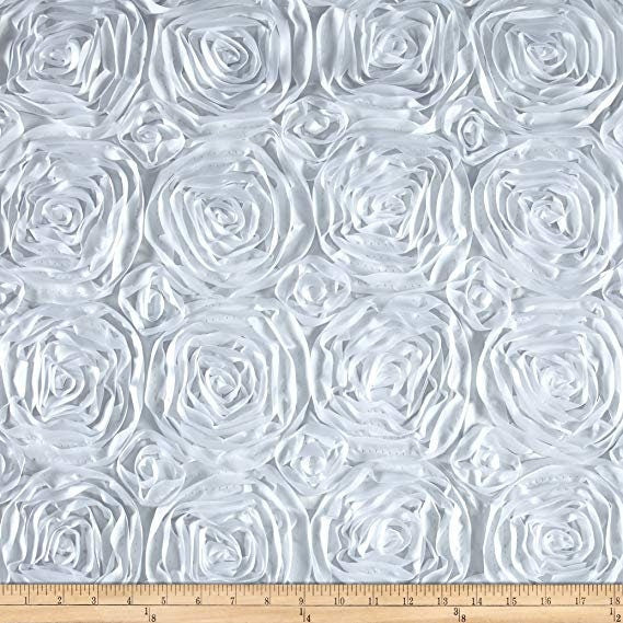 White Satin Rosette Fabric by the Yard - 1 Yard floral flowers decoration clothing draping dress party wedding bridal