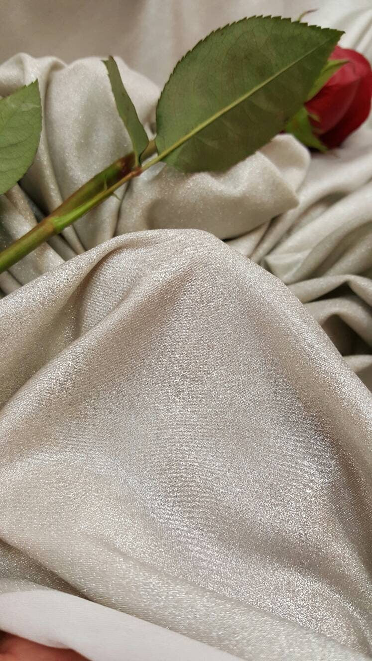 Silver matte stretch spandex fabric sold by the yard wedding prom gown draping decoration gorgeous stretch fabric silver