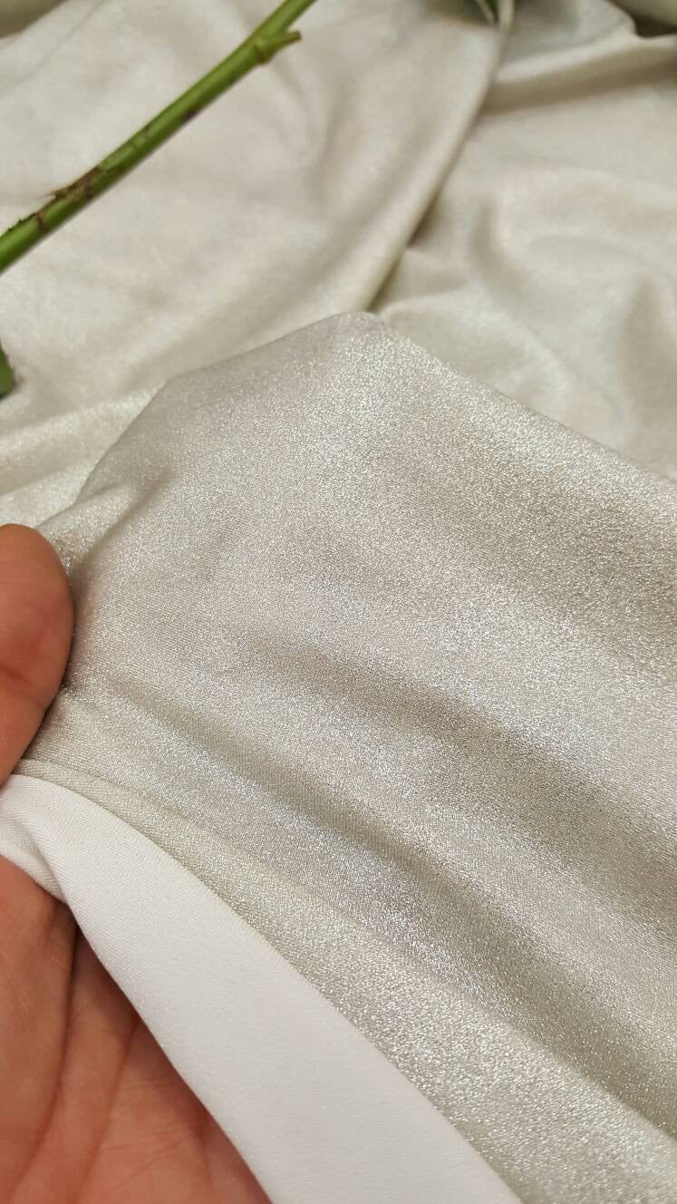 Silver matte stretch spandex fabric sold by the yard wedding prom gown draping decoration gorgeous stretch fabric silver