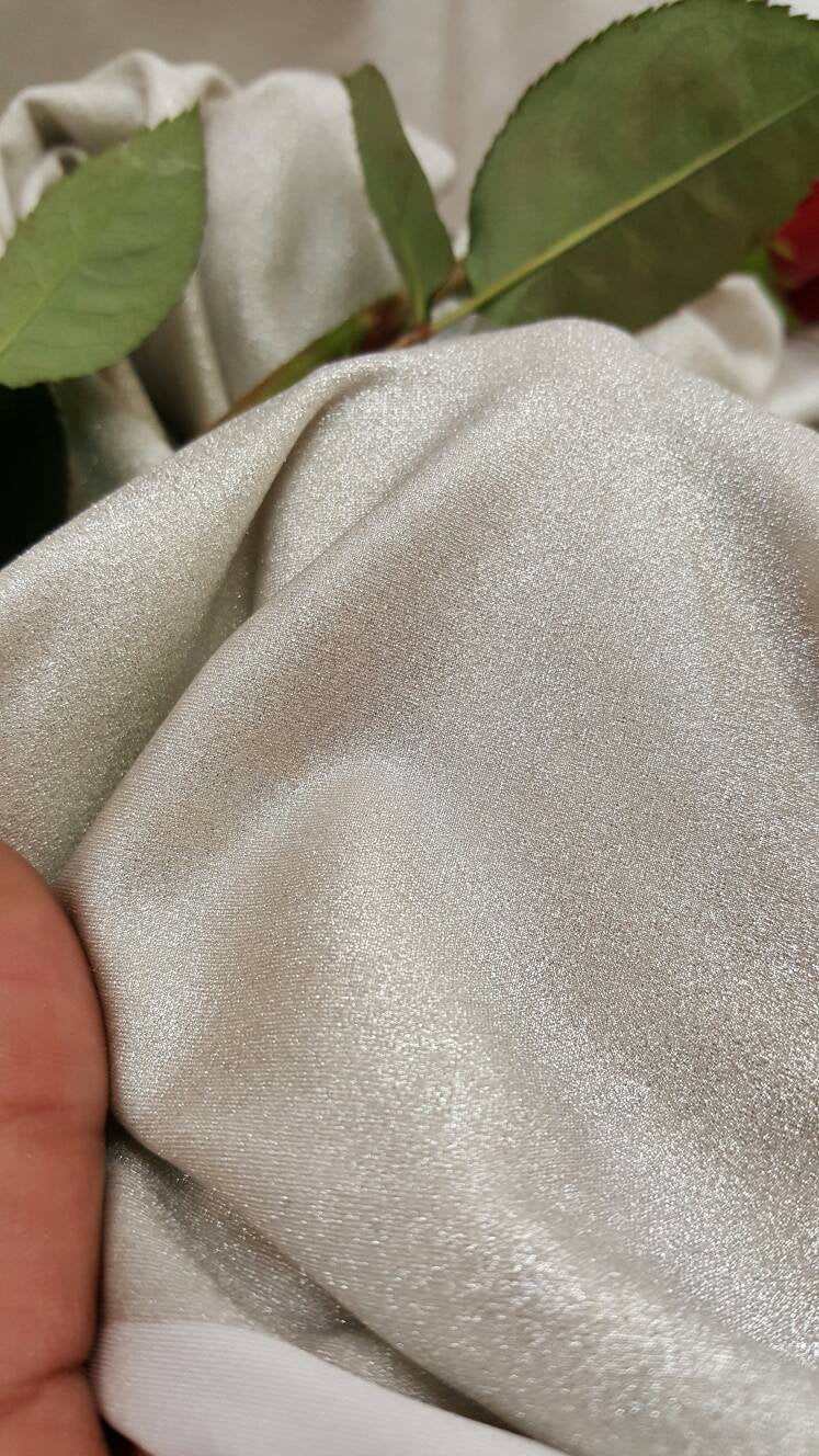 Silver matte stretch spandex fabric sold by the yard wedding prom gown draping decoration gorgeous stretch fabric silver