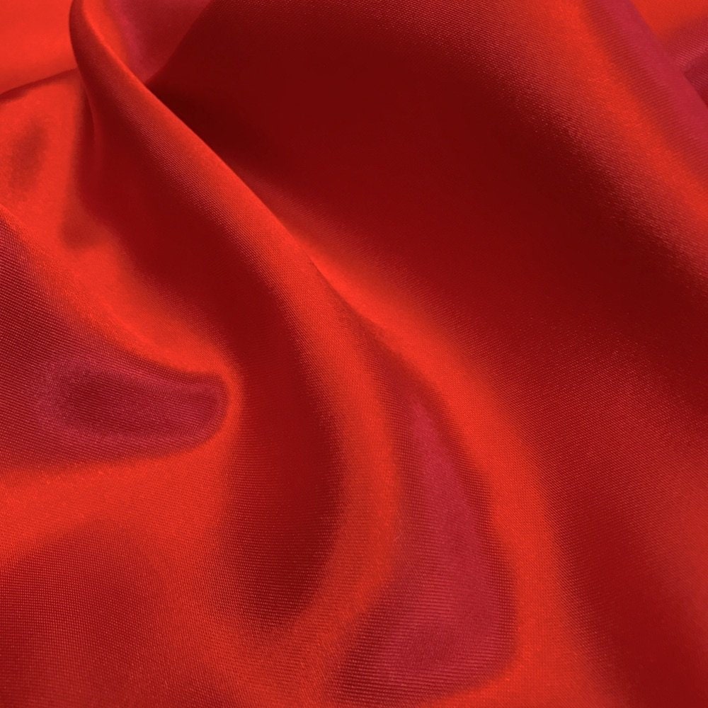 Red Silk Satin 1 Way Stretch Soft Flowy Charmeuse Bridal Satin Fabric for Wedding, Apparel, Crafts, Decor, Costumes (RED, 1 Yard) tomato red