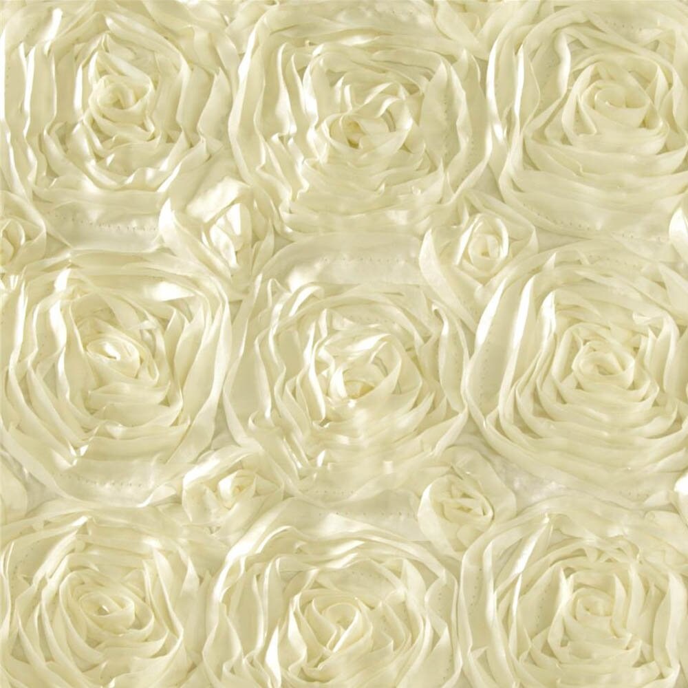 Ivory Rosette Satin Fabric – Sold By The Yard floral flowers decoration clothing draping table cloths