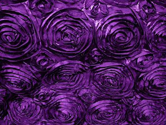 Satin Rosette Purple 60 Inch Fabric By the Yard floral flowers decoration clothing draping dress dancer clothing Fashion