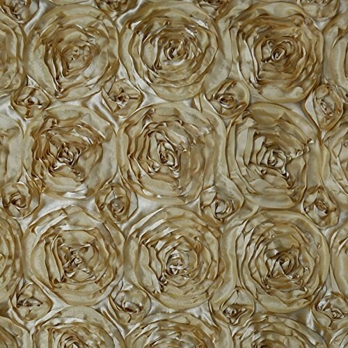 Gold Rosette Satin Fabric – Sold By The Yard floral flowers decoration draping table cloths clothing decoration Prom Quinceañera