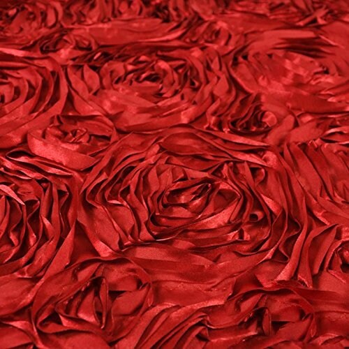 Cherry Red Satin Rosette Fabric sold by the Yard clothing decoration prom quinceañera bridal fabric gorgeous 60 inch w