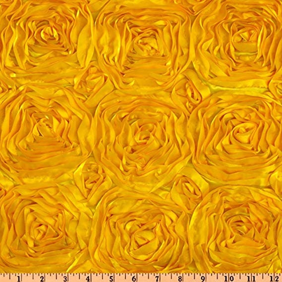 Splenda Satin Ribbon Rosette Yellow Fabric By The Yard Floral Flowers  Roses Satin Dress  Draping Decoration