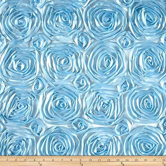 Wedding Rosette Satin Baby Blue Fabric by The Yard roses satin decoration draping table cloths clothing dancer fabric