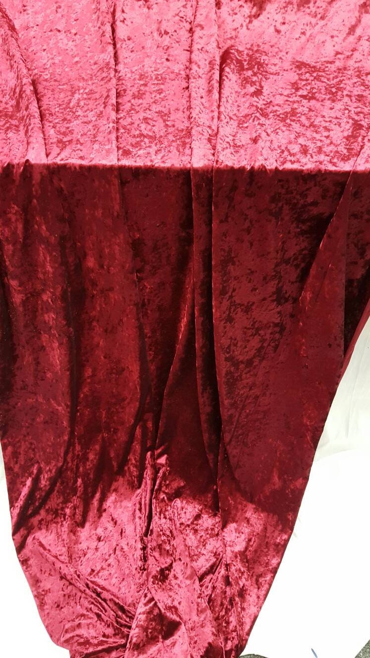 Burgundy Crushed Stretch Velvet Soft Luxurious Fabric Sold by the Yard Gown Quinceañera Bridal Evening Dress Gorgeous Decoration Draping
