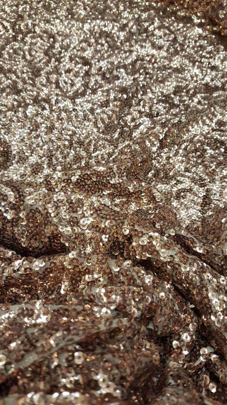 Dark rose gold sequin fabric sold by the yard 1 way stretch fabric sold by the yard gown Quinceañera bridal Evening dress