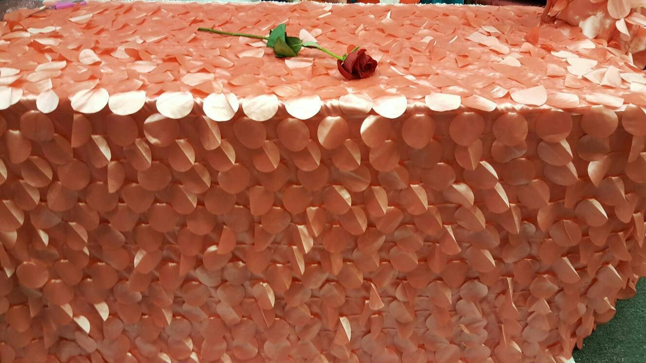 Coral Pétal Leaf Geometric Handging Taffeta Prom Fabric Sold by the Yard Gown Quinceañera Bridal Evening Dress Decoration Draping Table