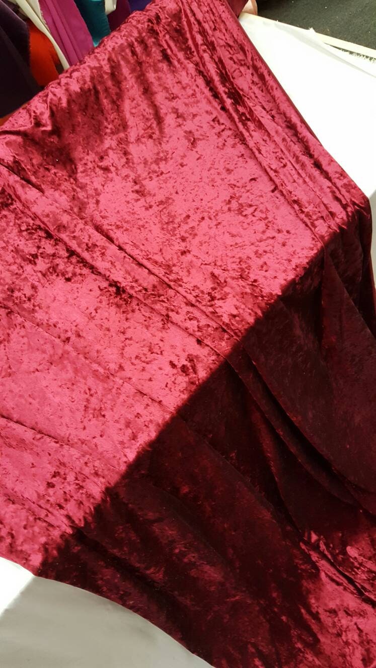 Burgundy Crushed Stretch Velvet Soft Luxurious Fabric Sold by the Yard Gown Quinceañera Bridal Evening Dress Gorgeous Decoration Draping