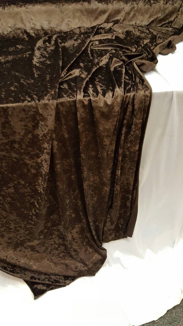 Brown Crushed Soft Stretch Velvet Fabric Sold by the Yard Gorgeous Draping Clothing Decoration Prom Evening Dress