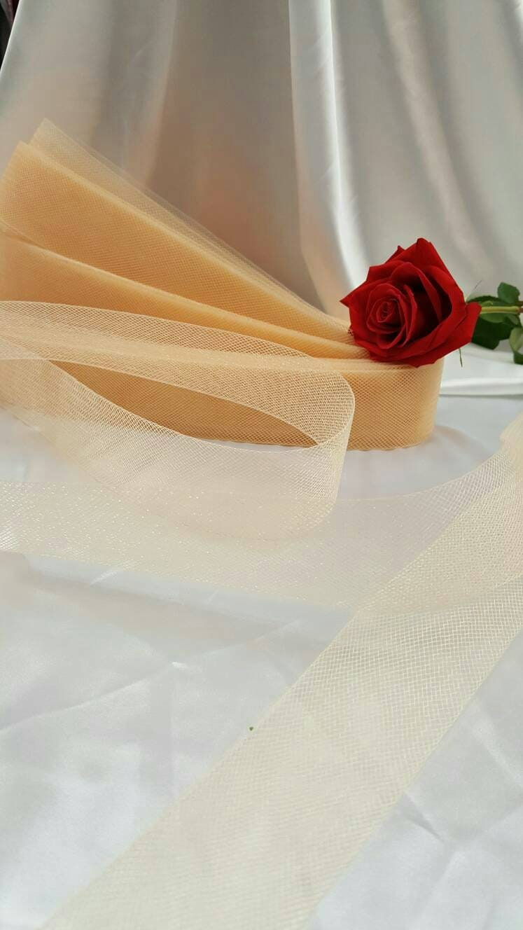 10 Yards Champagne Nude 2" Horsehair Bridal or Crinoline Trim Netting Help to Keep Their Shape Fabric Sold by 10 Yards