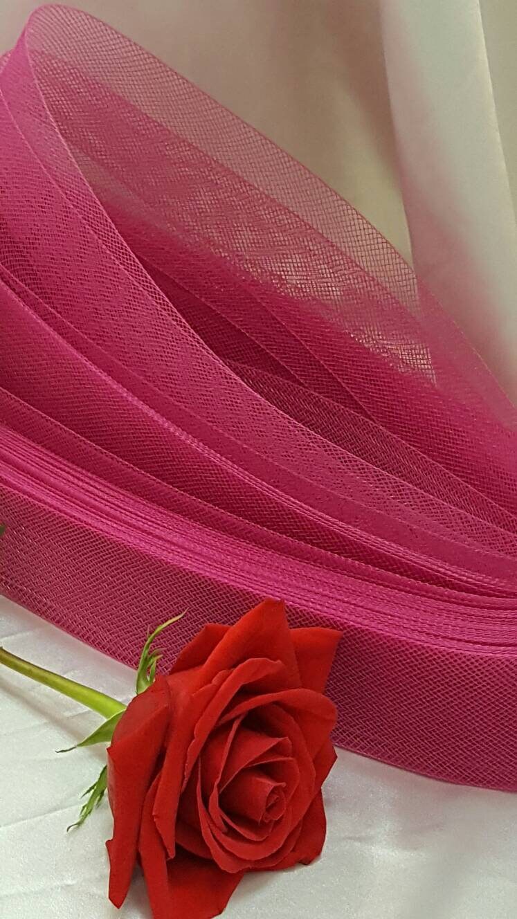 2" Hot Pink Horsehair Braid or Crinoline Trim Netting to Help Keep Their Shape Fabric Sold by 10 Yards