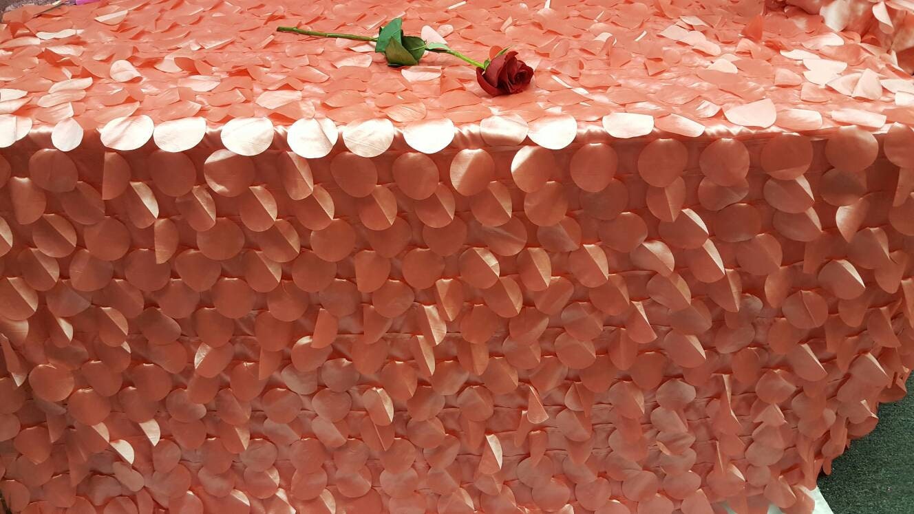 Coral Pétal Leaf Geometric Handging Taffeta Prom Fabric Sold by the Yard Gown Quinceañera Bridal Evening Dress Decoration Draping Table