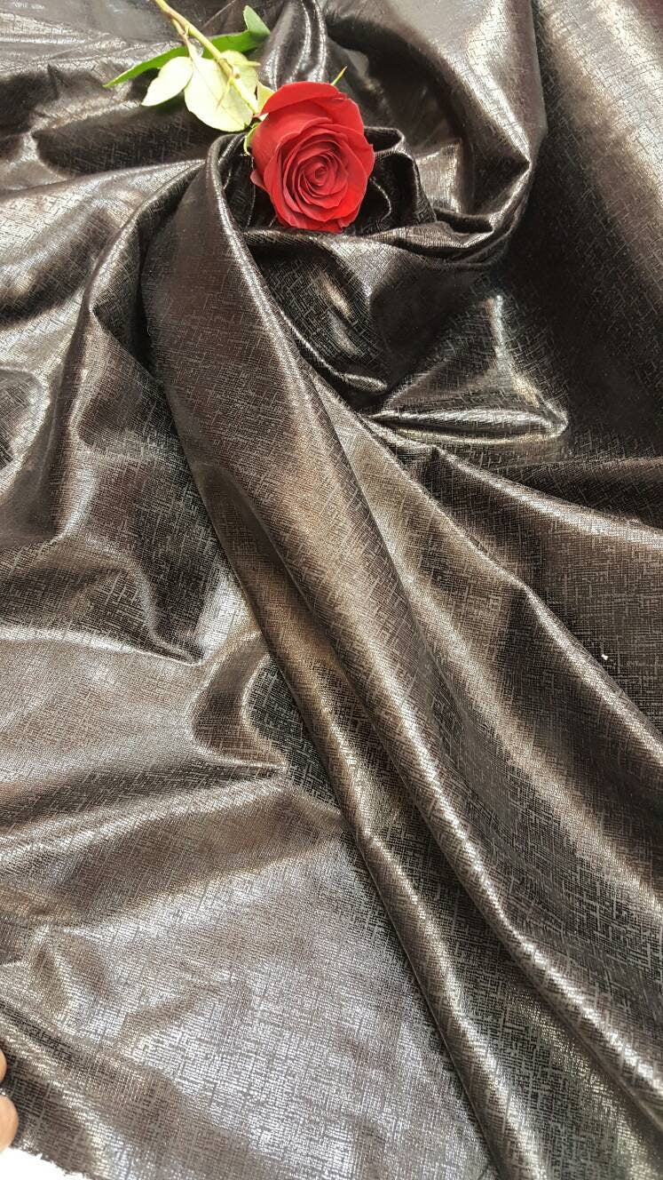 Black vinyl textured fabric sold by the yard decoration clothing draping